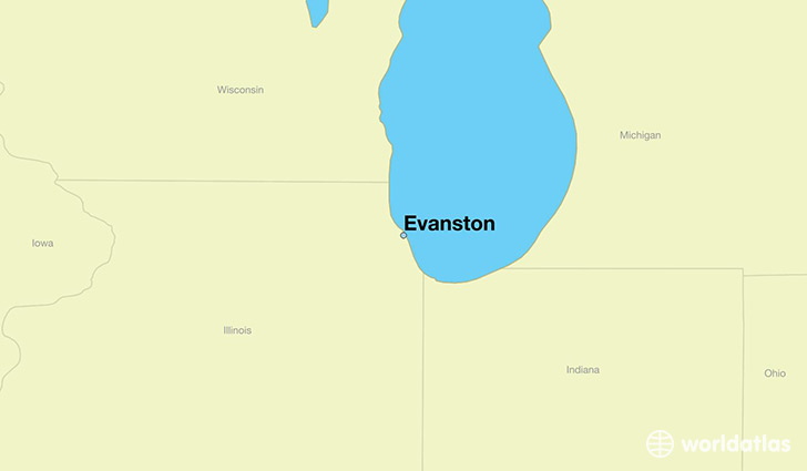 map showing the location of Evanston