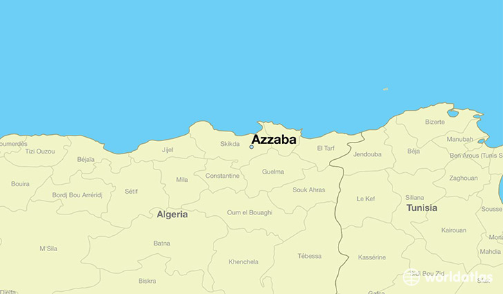 map showing the location of Azzaba