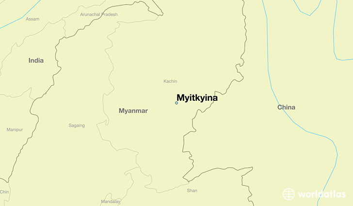 map showing the location of Myitkyina