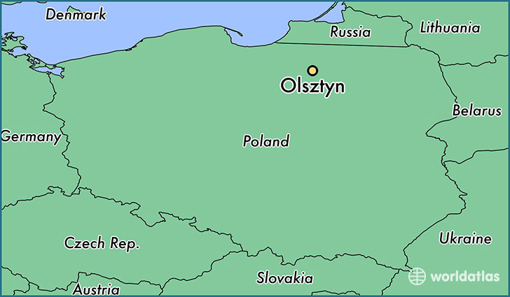 map showing the location of Olsztyn
