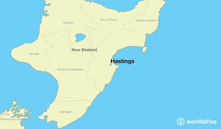 map showing the location of Hastings