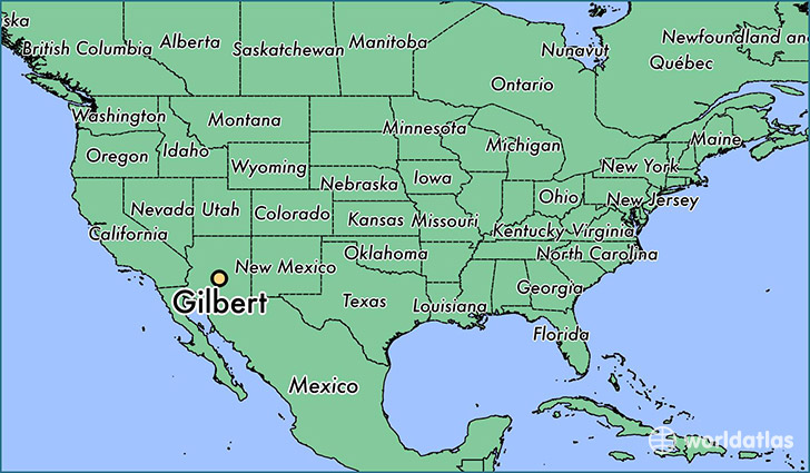 map showing the location of Gilbert