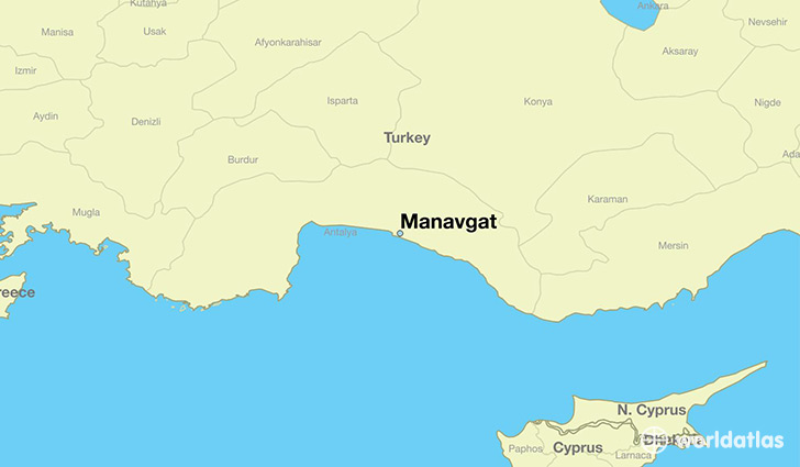 map showing the location of Manavgat