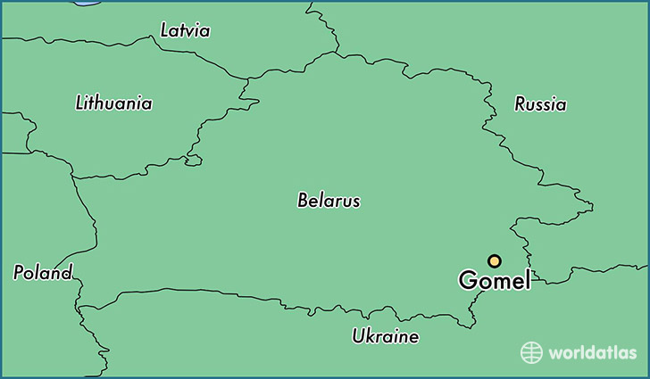 map showing the location of Gomel