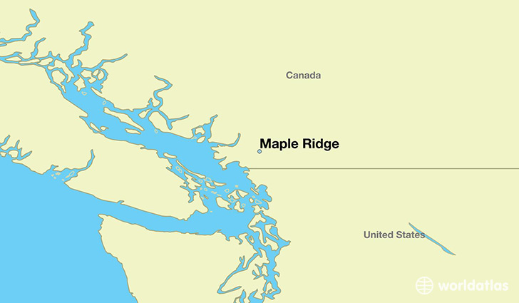 map showing the location of Maple Ridge