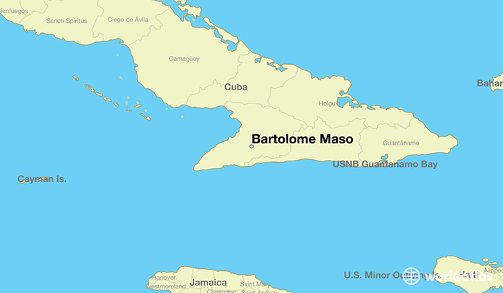 map showing the location of Bartolome Maso