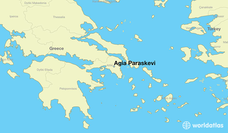 map showing the location of Agia Paraskevi