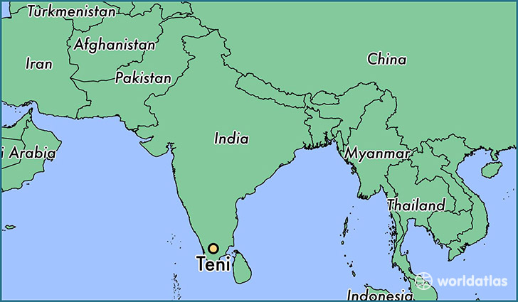 map showing the location of Teni