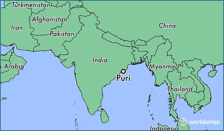 map showing the location of Puri