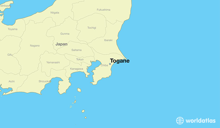 map showing the location of Togane