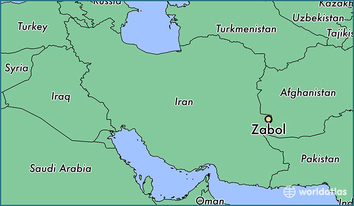 map showing the location of Zabol