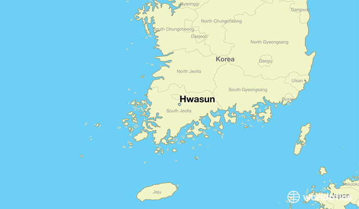 map showing the location of Hwasun