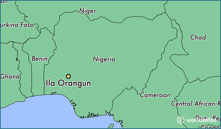 map showing the location of Ila Orangun