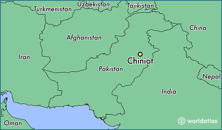 map showing the location of Chiniot