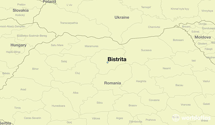map showing the location of Bistrita