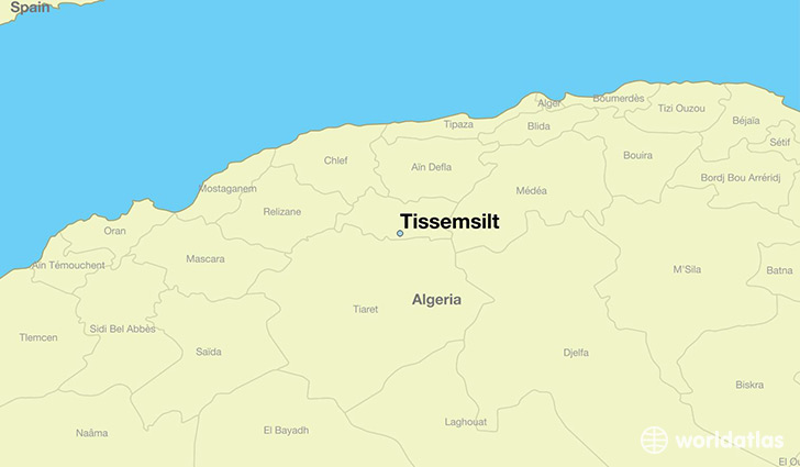 map showing the location of Tissemsilt