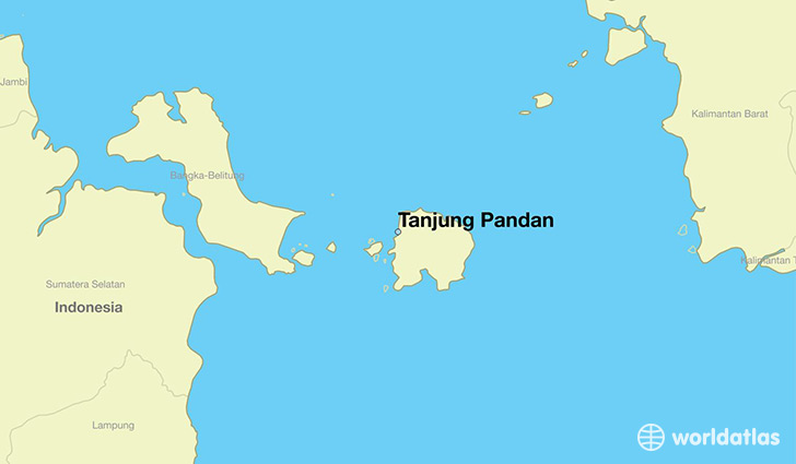 map showing the location of Tanjung Pandan