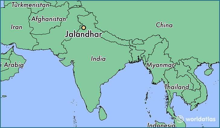 map showing the location of Jalandhar