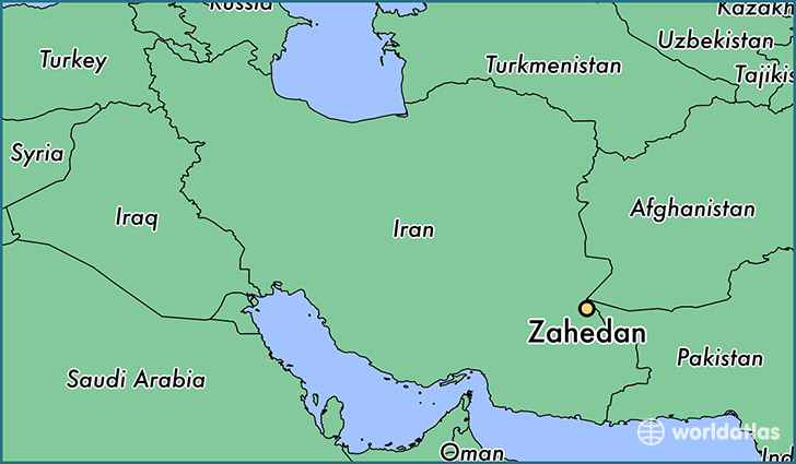 map showing the location of Zahedan
