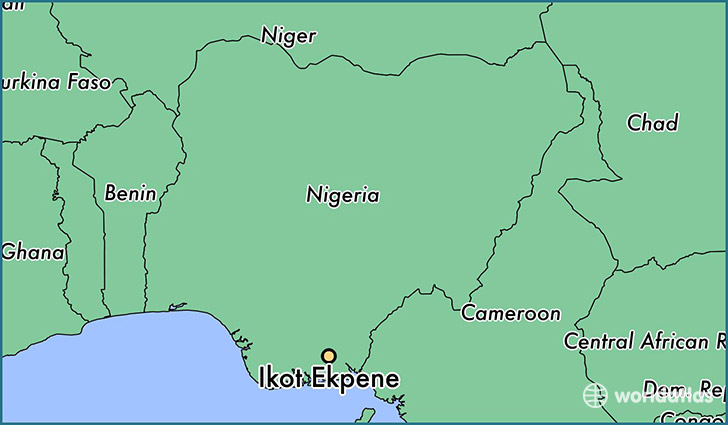 map showing the location of Ikot Ekpene