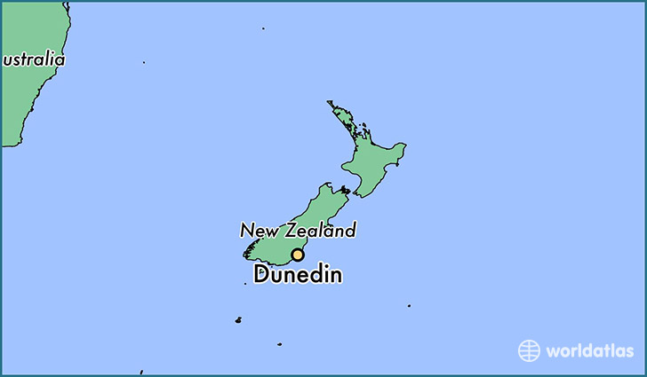 map showing the location of Dunedin