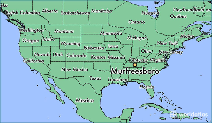 map showing the location of Murfreesboro