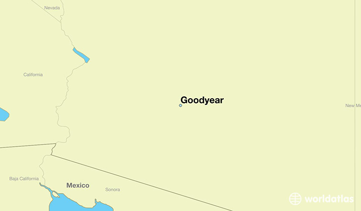 map showing the location of Goodyear