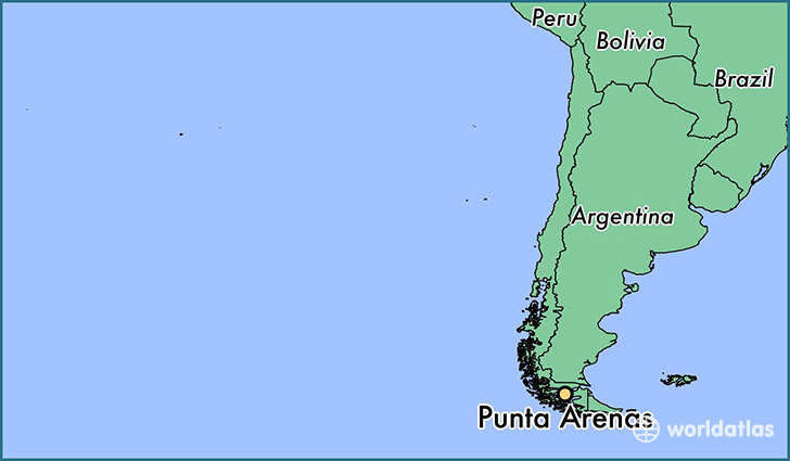 map showing the location of Punta Arenas