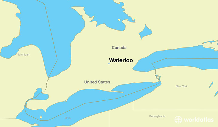 map showing the location of Waterloo