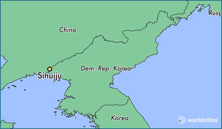 map showing the location of Sinuiju