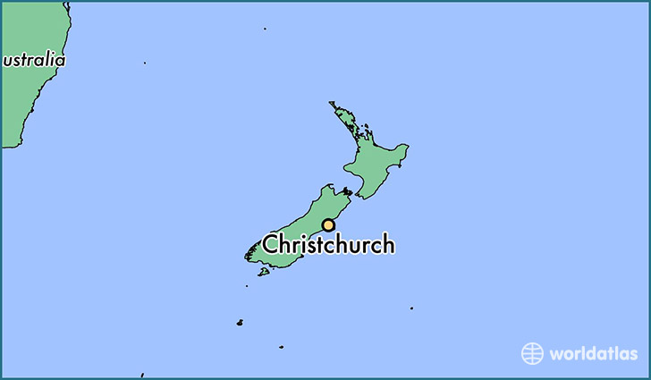 map showing the location of Christchurch