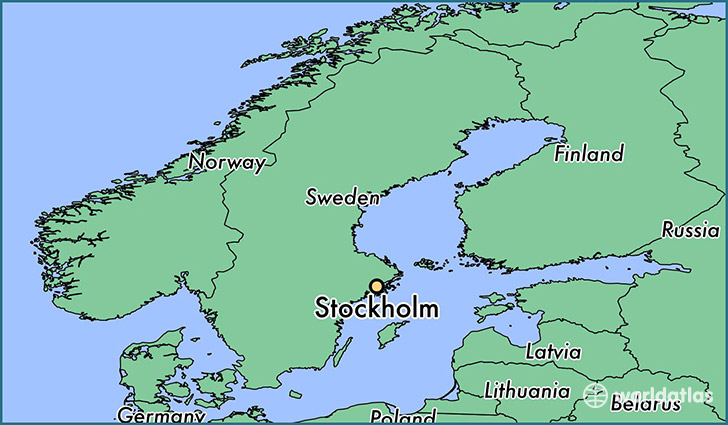 map showing the location of Stockholm