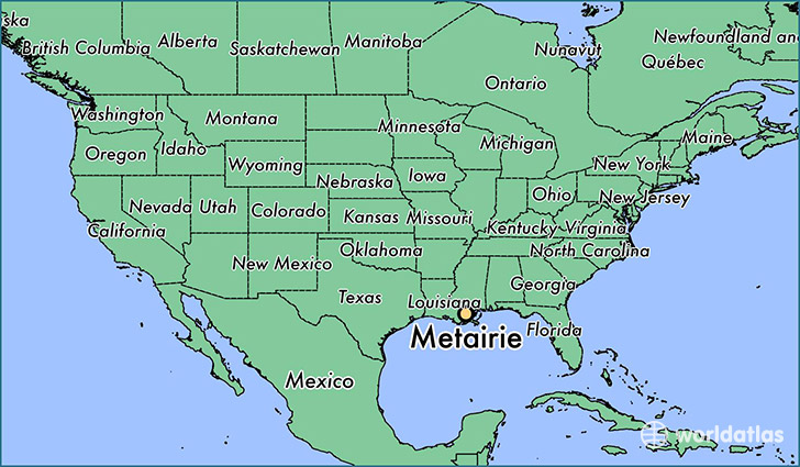 map showing the location of Metairie