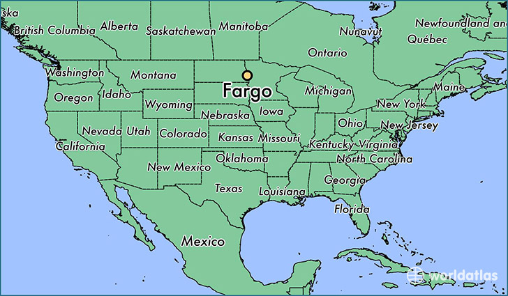 map showing the location of Fargo