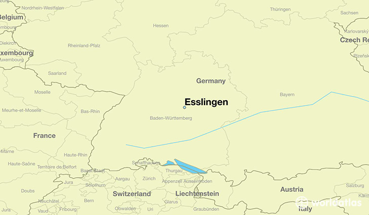 map showing the location of Esslingen