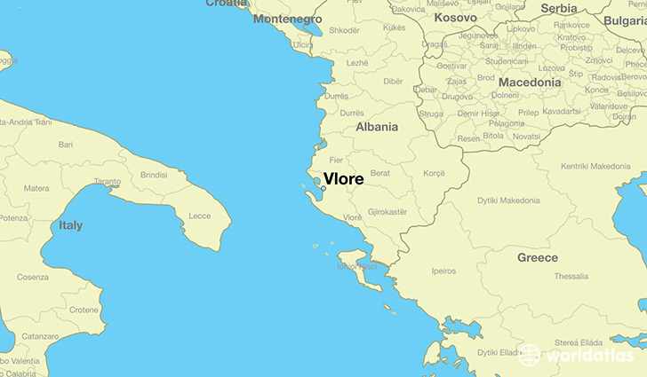 map showing the location of Vlore