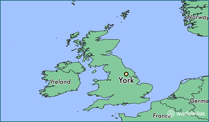 map showing the location of York