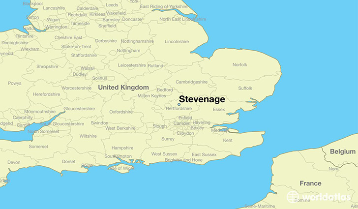 map showing the location of Stevenage