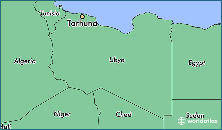 map showing the location of Tarhuna