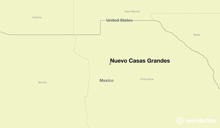map showing the location of Nuevo Casas Grandes
