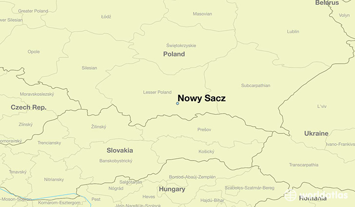 map showing the location of Nowy Sacz