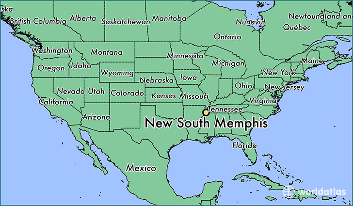 map showing the location of New South Memphis