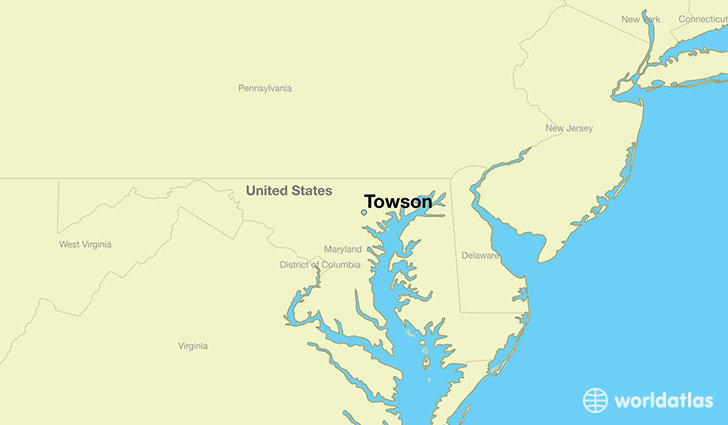 map showing the location of Towson