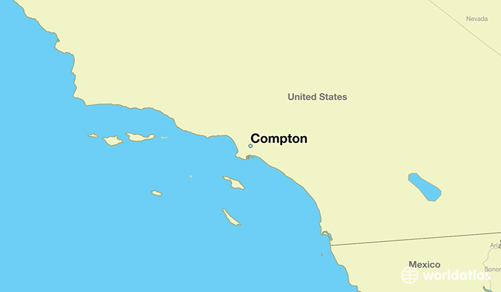 map showing the location of Compton