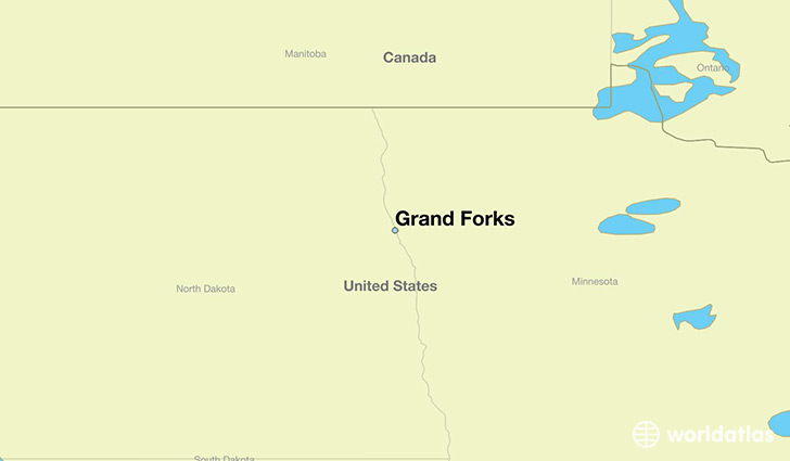 map showing the location of Grand Forks