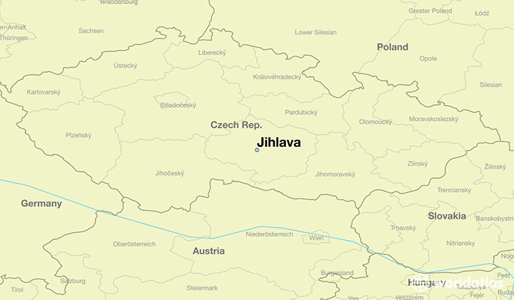 map showing the location of Jihlava