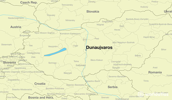 map showing the location of Dunaujvaros