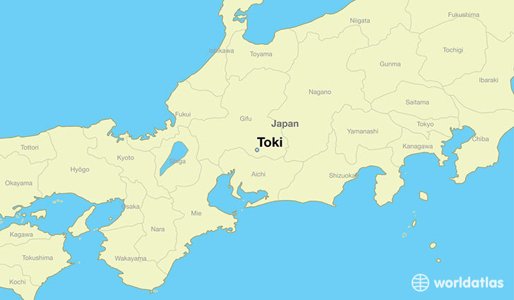 map showing the location of Toki
