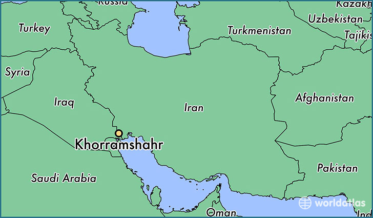 map showing the location of Khorramshahr