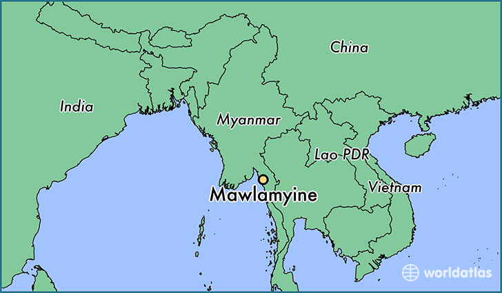map showing the location of Mawlamyine